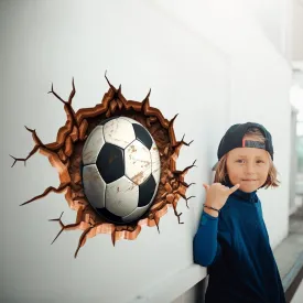 3D Football Wall Decal - Boys Room Breakthrough Sticker - Sporty Soccer Art