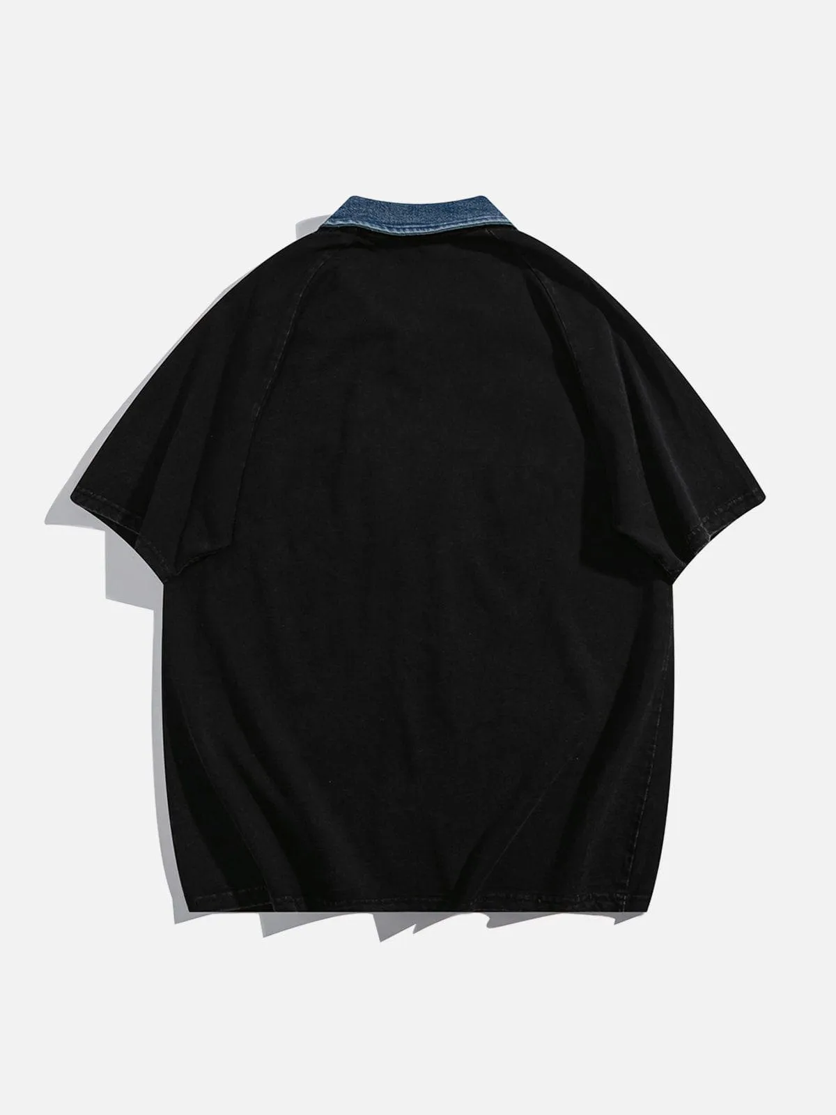 AlanBalen® - Denim Patch Embroidered Batik POLO Tee