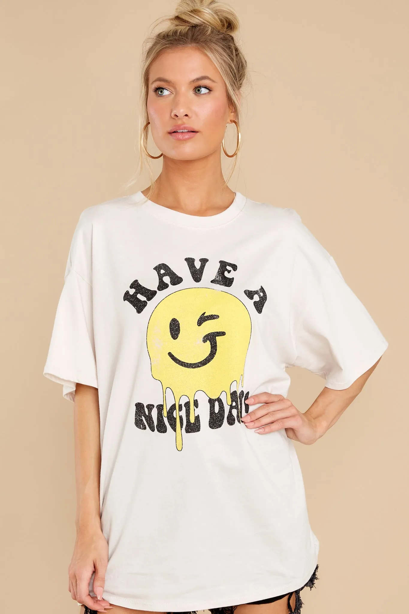Can't Stop Smiling White Graphic Tee