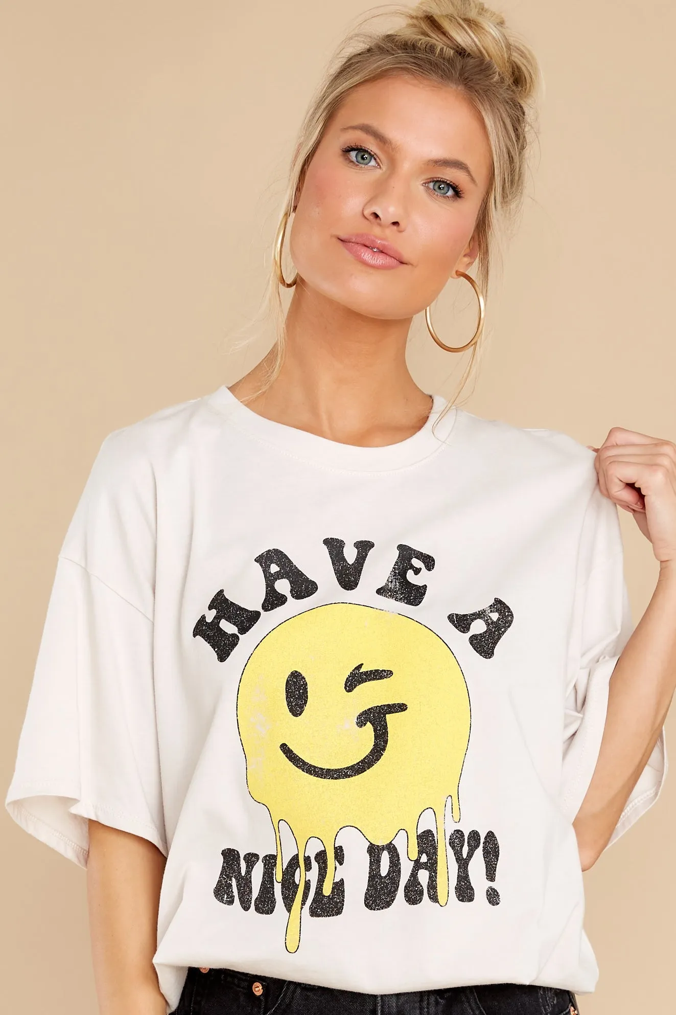 Can't Stop Smiling White Graphic Tee