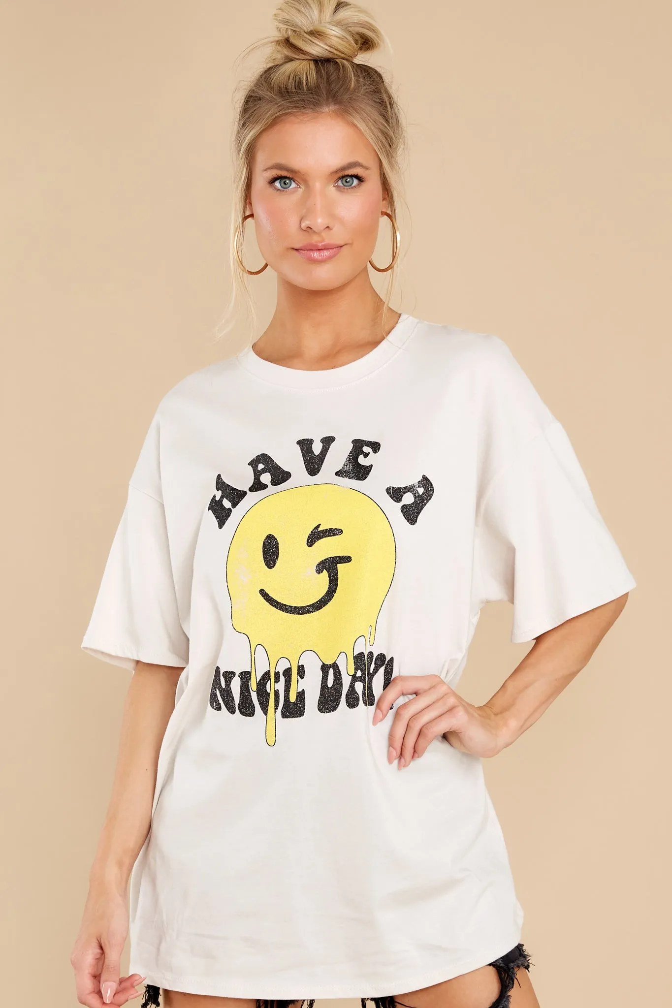 Can't Stop Smiling White Graphic Tee