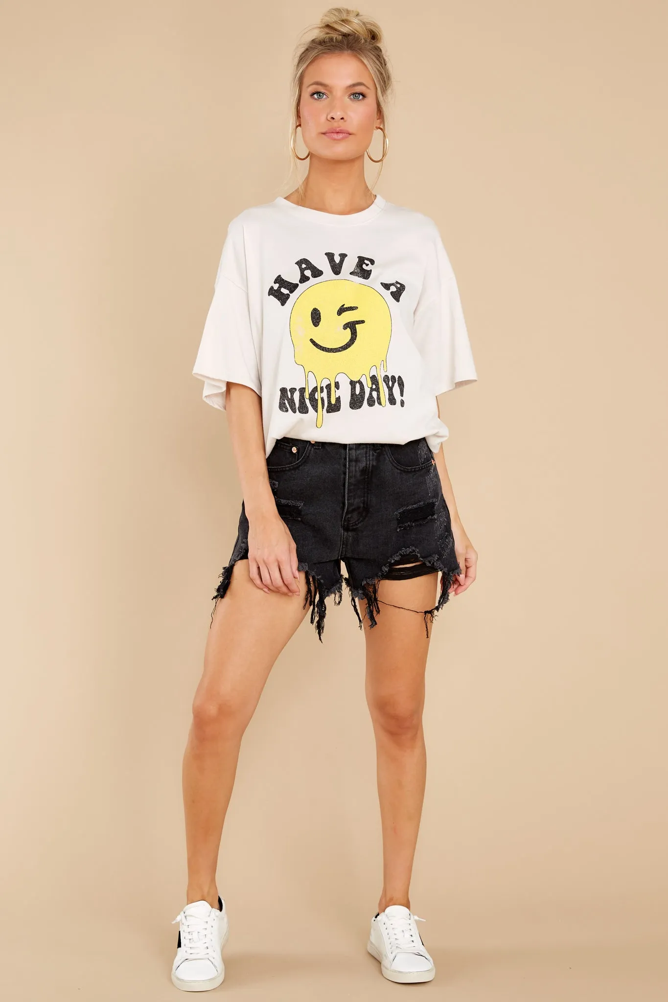 Can't Stop Smiling White Graphic Tee