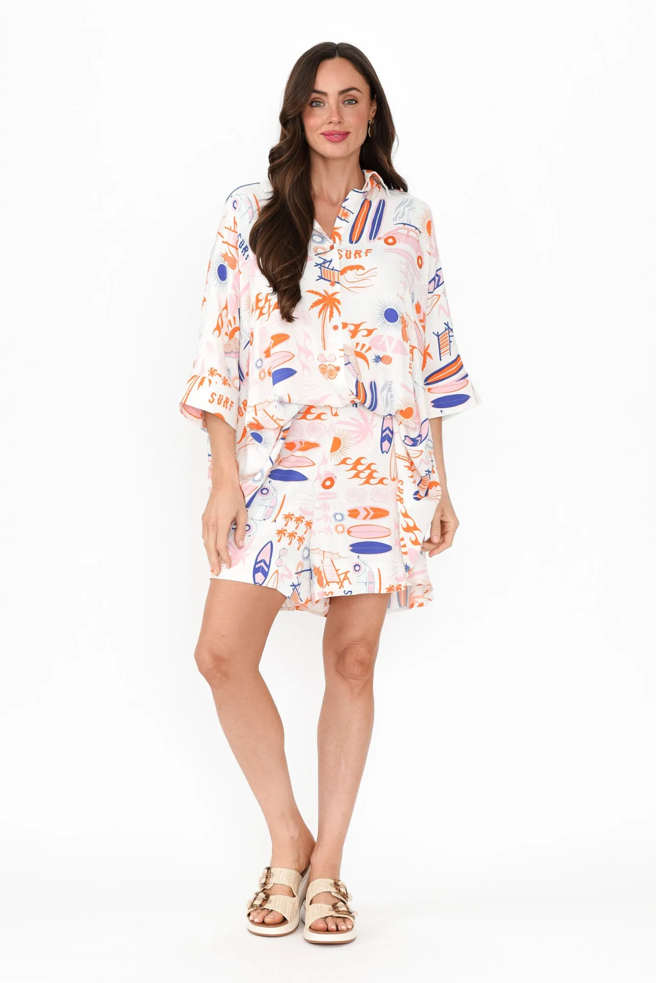 Desi Orange Surf Pocket Shorts