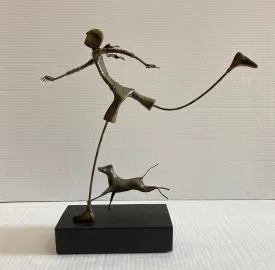 Dog N Jog ORIGINAL Sculpture by Ed Rust