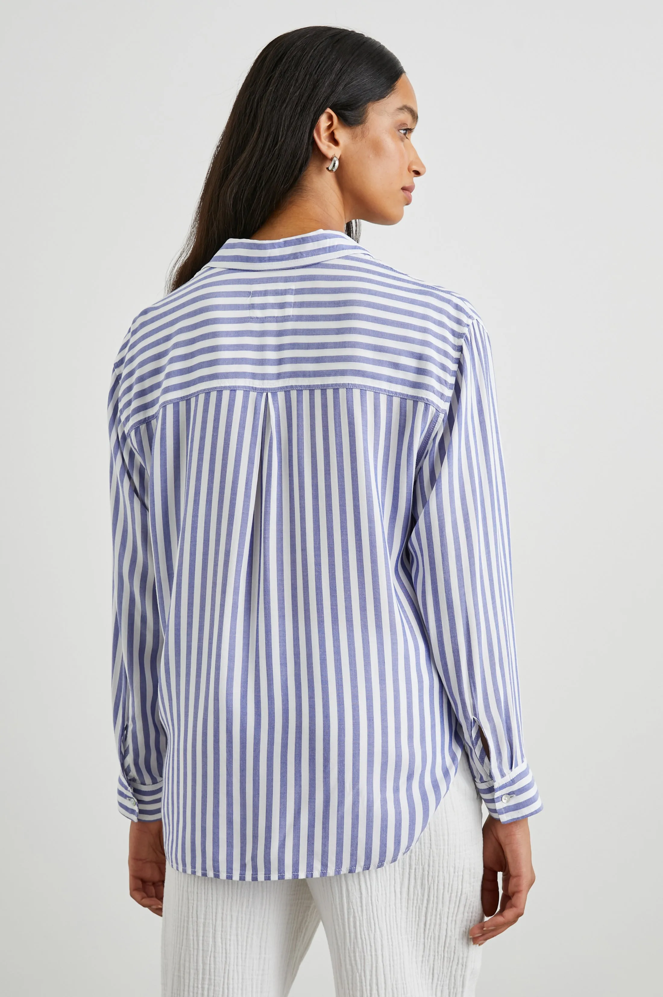 ELLE SHIRT - BLUE WHITE STRIPE