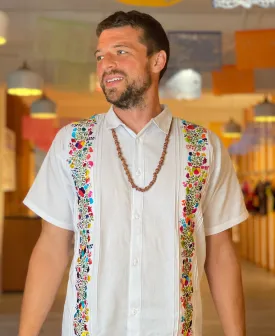 Embroidered Mexican Guayabera —Men's Dress Shirt