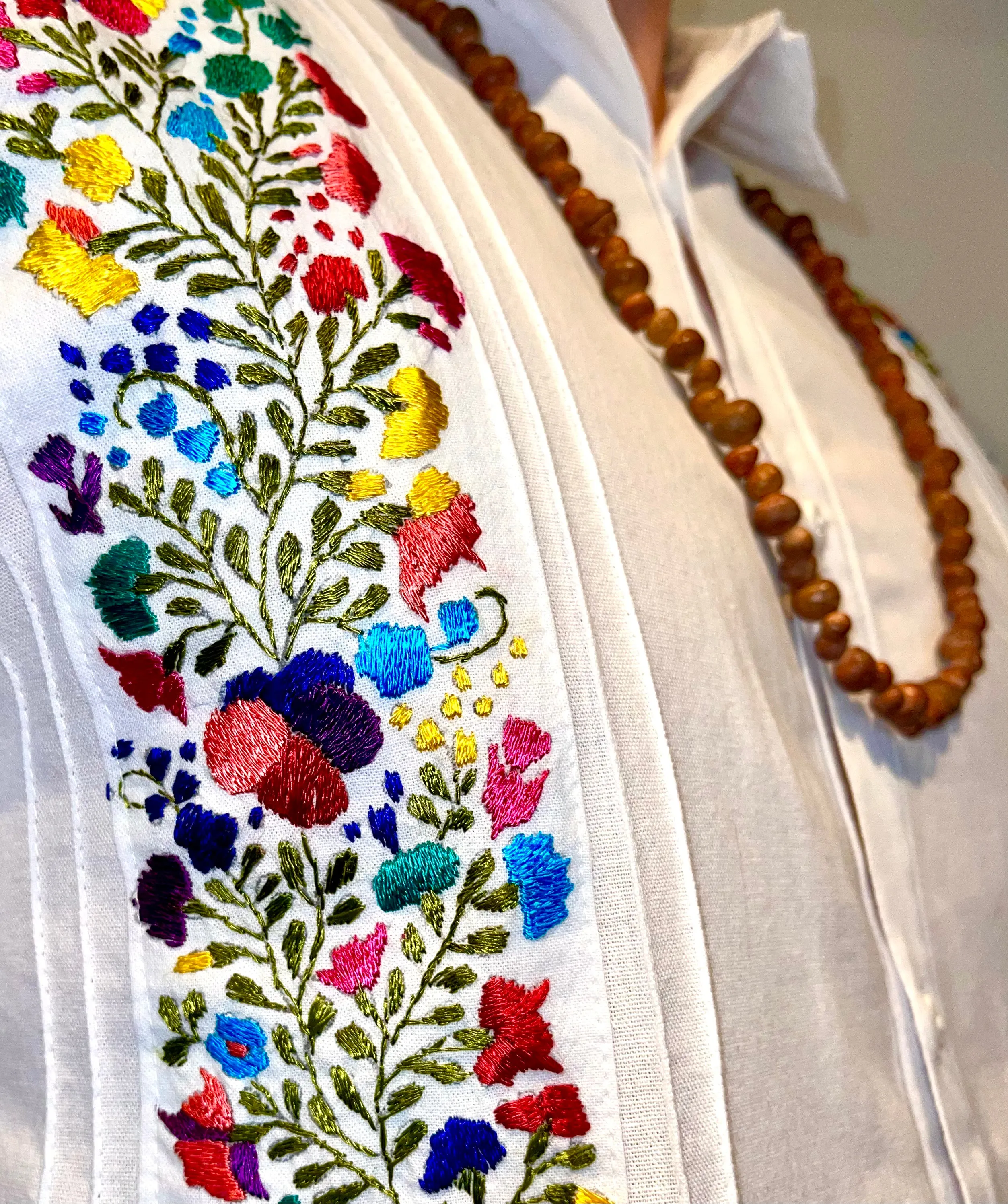 Embroidered Mexican Guayabera —Men's Dress Shirt