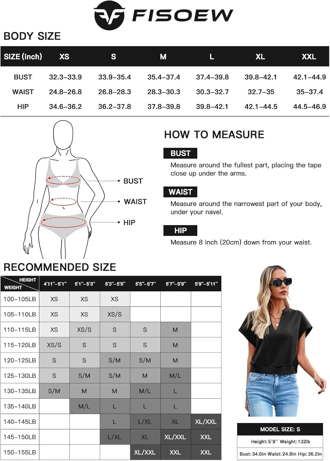 Fisoew Womens Cropped Tops Summer V Neck Cap Sleeve Casual Loose Fit T Shirts