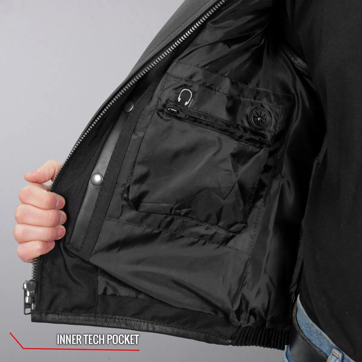 Hot Leathers VSM1036 Men's Black 'Conceal and Carry' Motorcycle Club