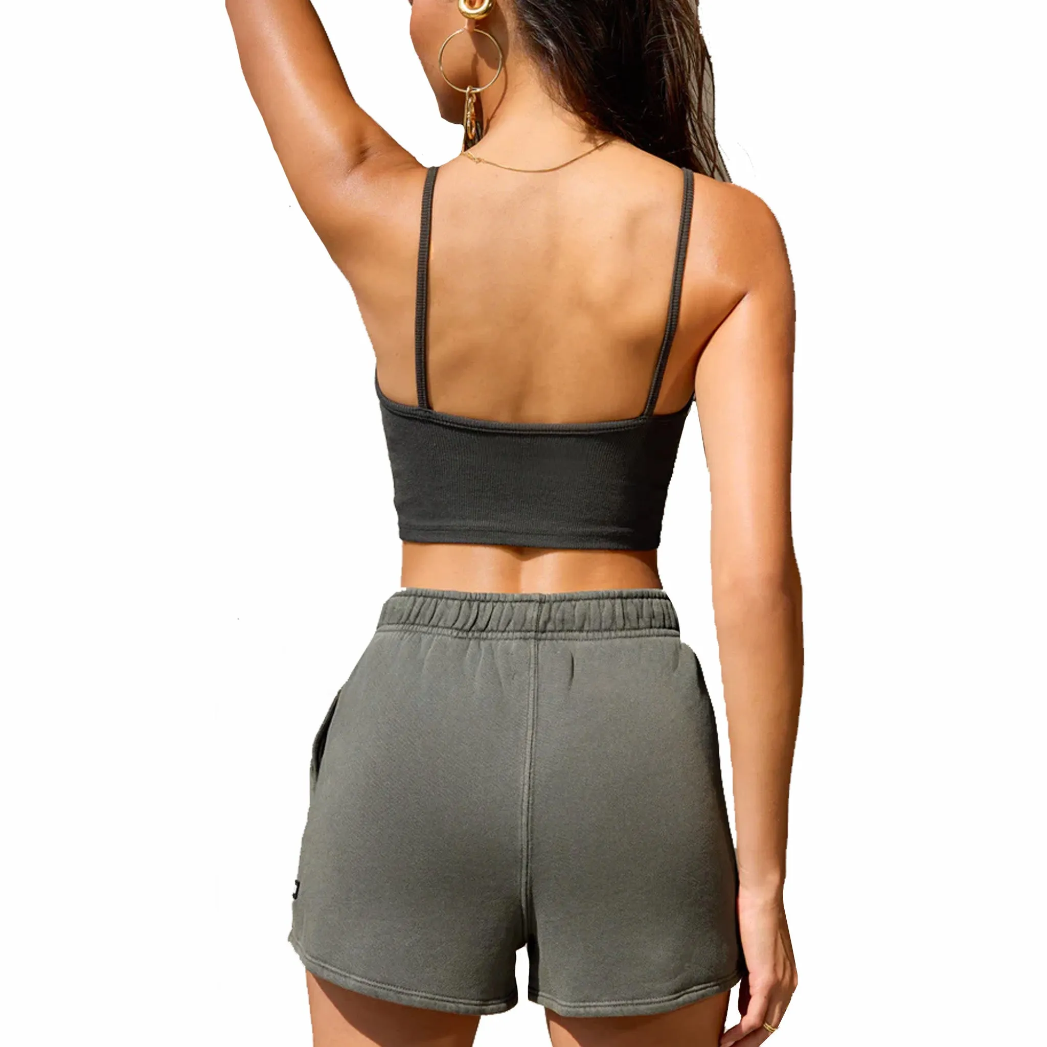 Joah Brown Strappy Crop Tank (Vintage Black FlexRib)