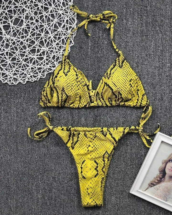 Leoaprd Strap Bra With Panties Bikini Sets