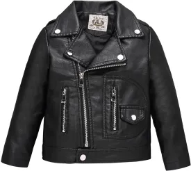 LOKTARC Boys Girls Faux Leather Jacket for Kids Motorcycle Biker Leather Jackets