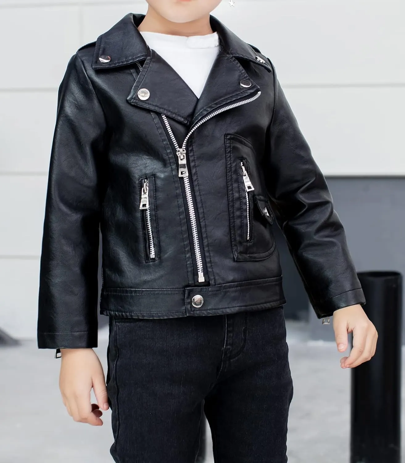 LOKTARC Boys Girls Faux Leather Jacket for Kids Motorcycle Biker Leather Jackets