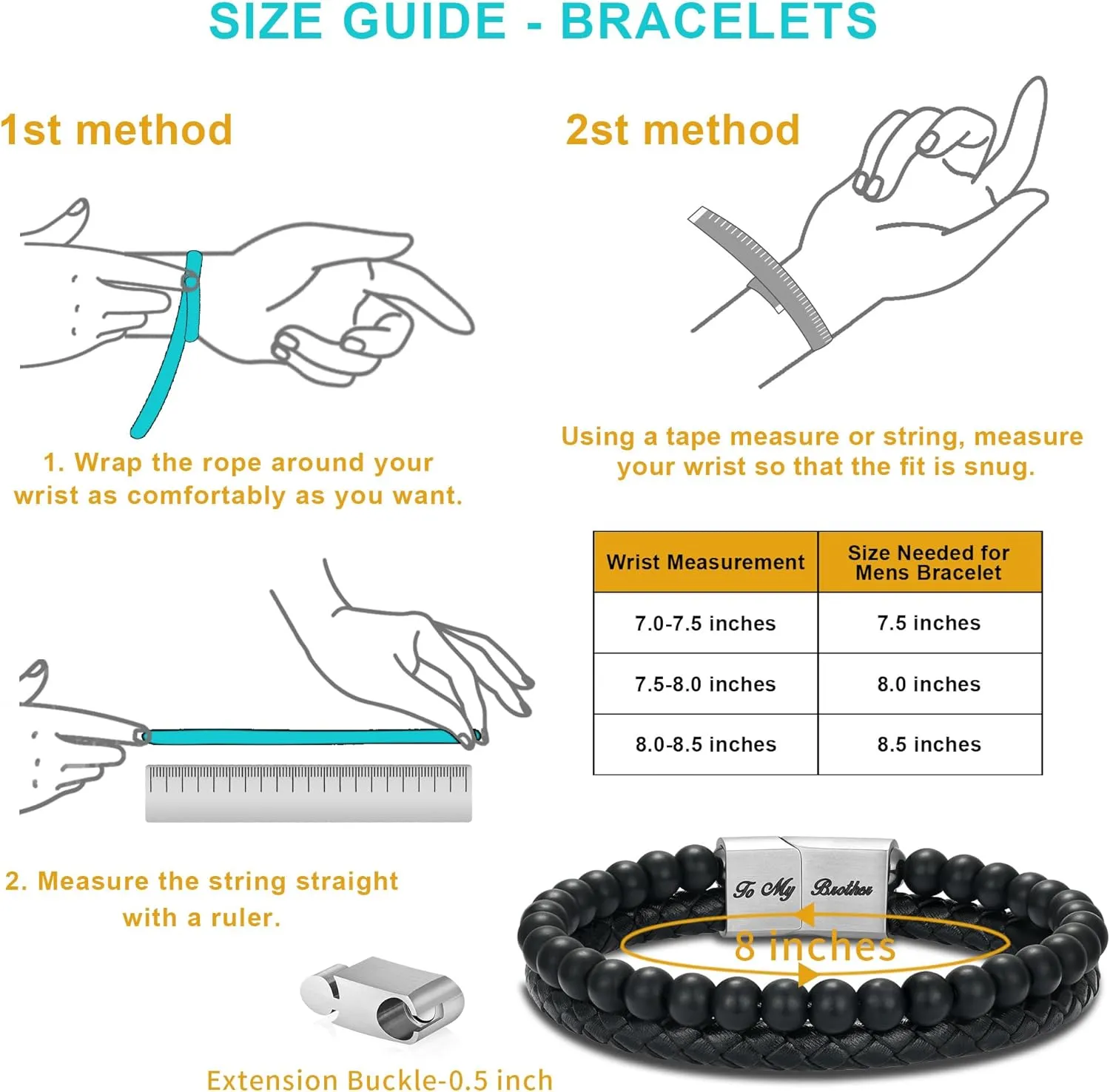 LUXEJEW Fathers Day Gifts for Men - Beaded Leather Bracelets for Men Dad Husband Son Grandpa Boyfriend Brother Uncle 6mm Matte Agate Stone Stainless Steel Magnetic Clasp