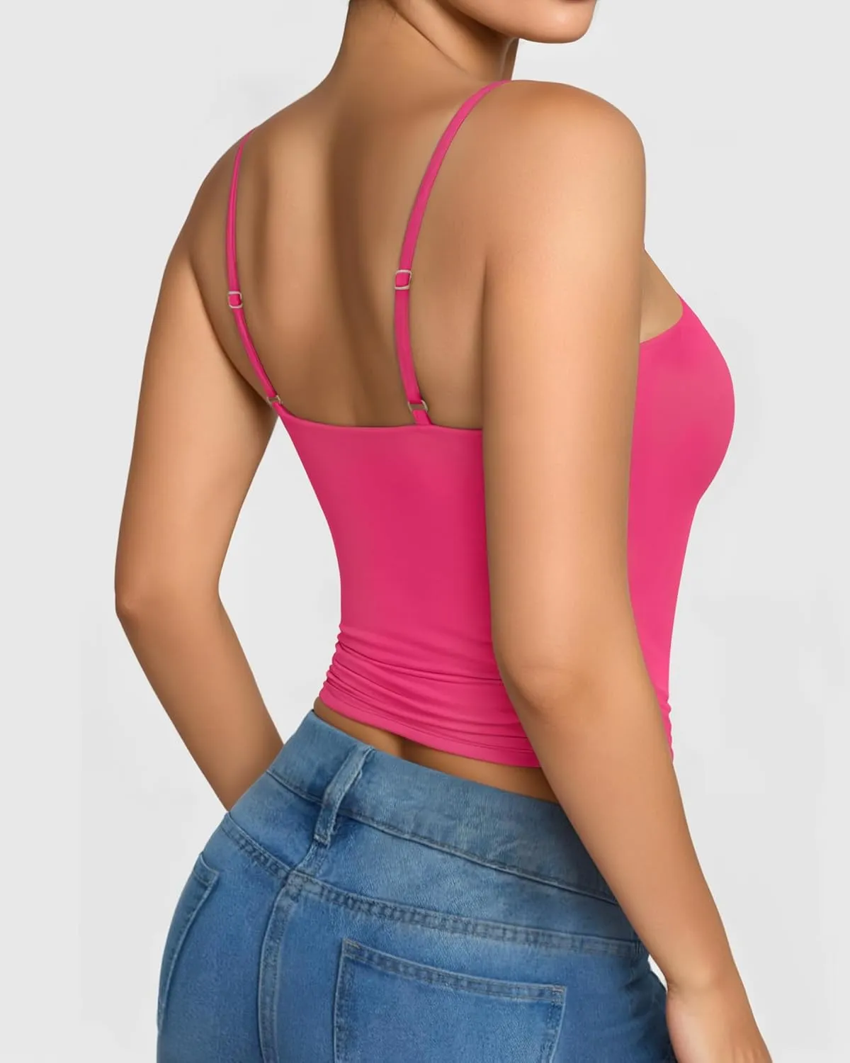 MANGOPOP Womens Camisole Tank Tops Square Neck Spaghetti Strap Cami Double Lined Sleeveless Crop Top Sexy Shirts
