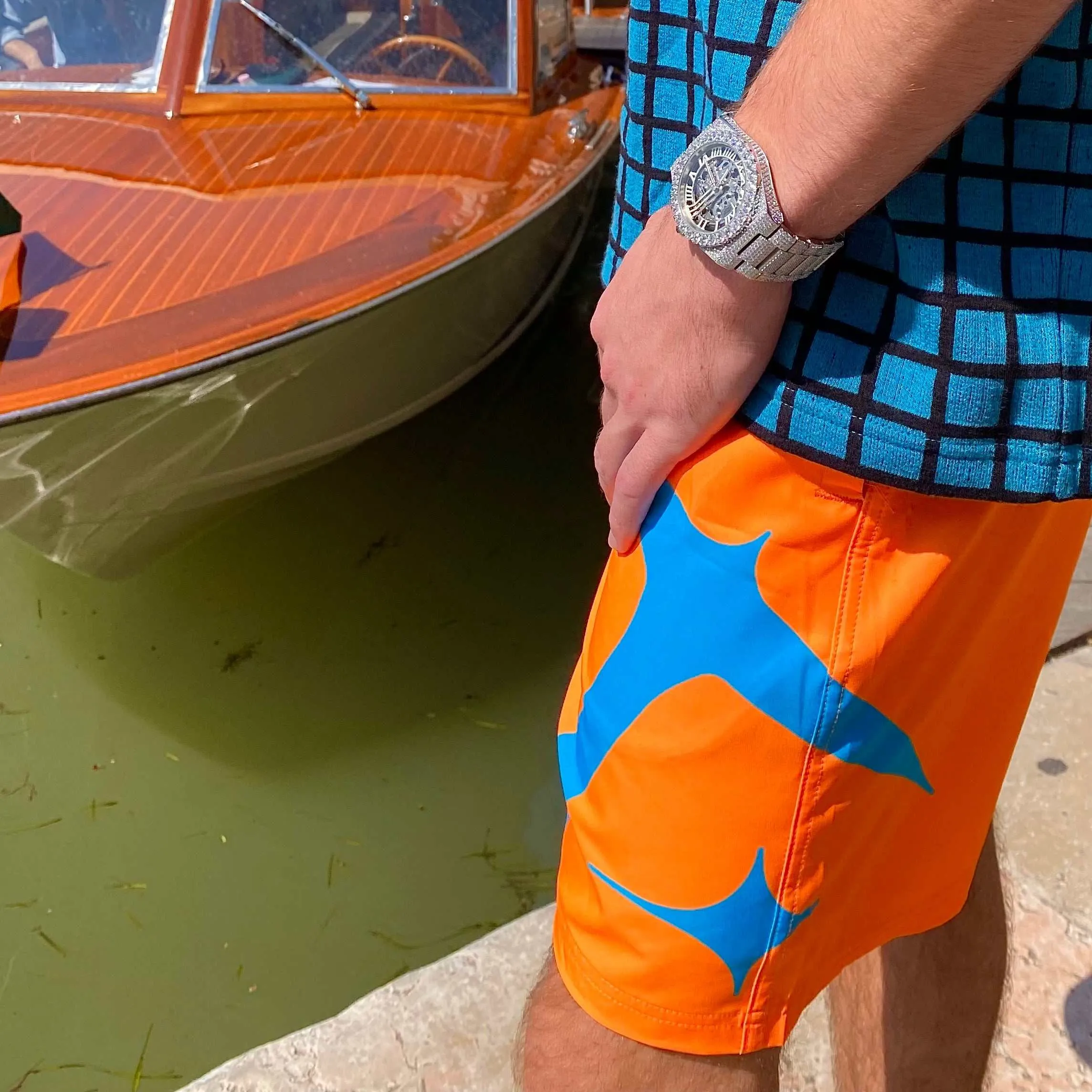 Neon Orange Summer Board Shorts