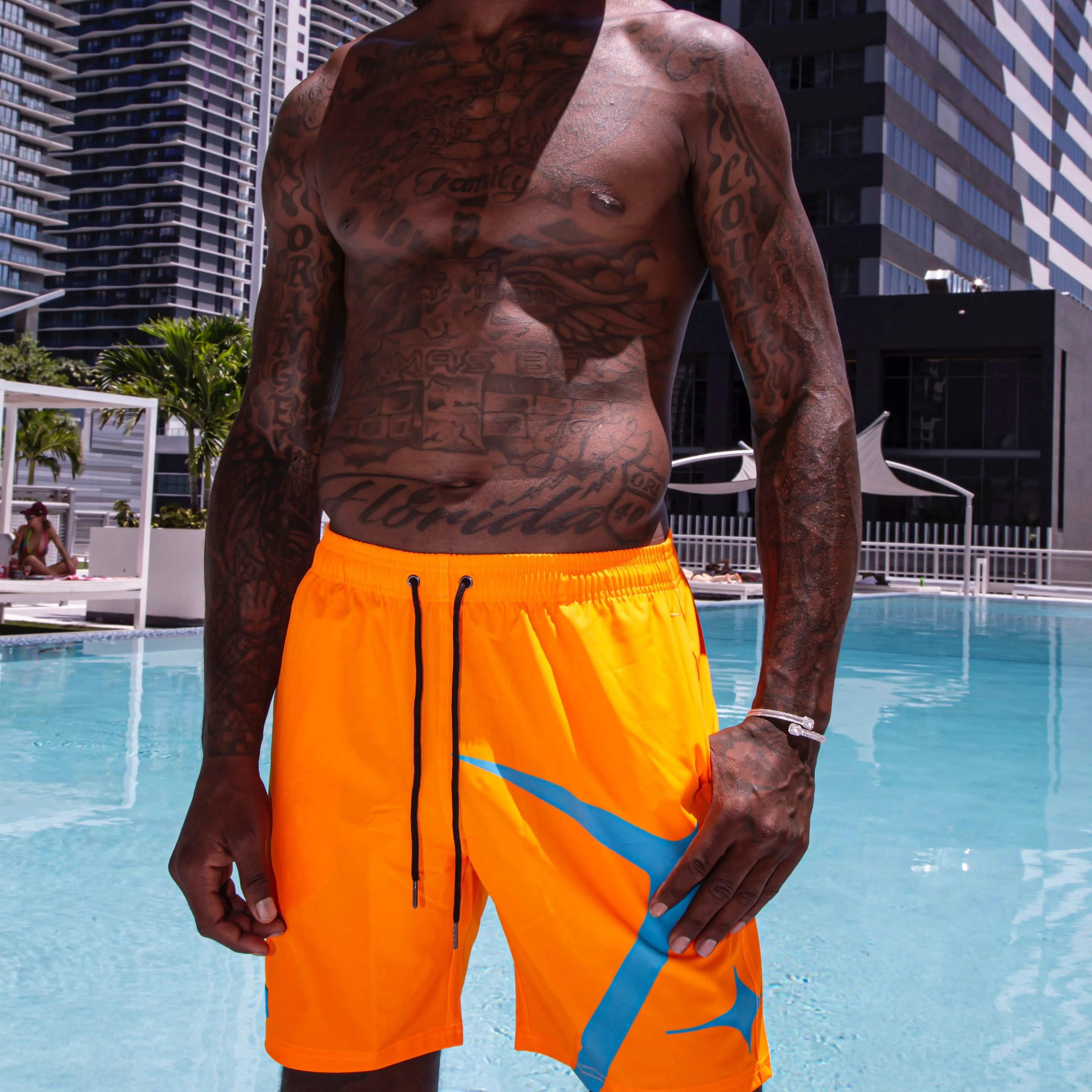 Neon Orange Summer Board Shorts