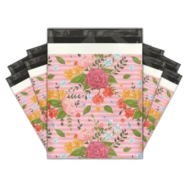 Oxo-Biodegradable 10x13" Floral Rose Designer Poly Mailers Shipping Envelopes Premium Printed Bags
