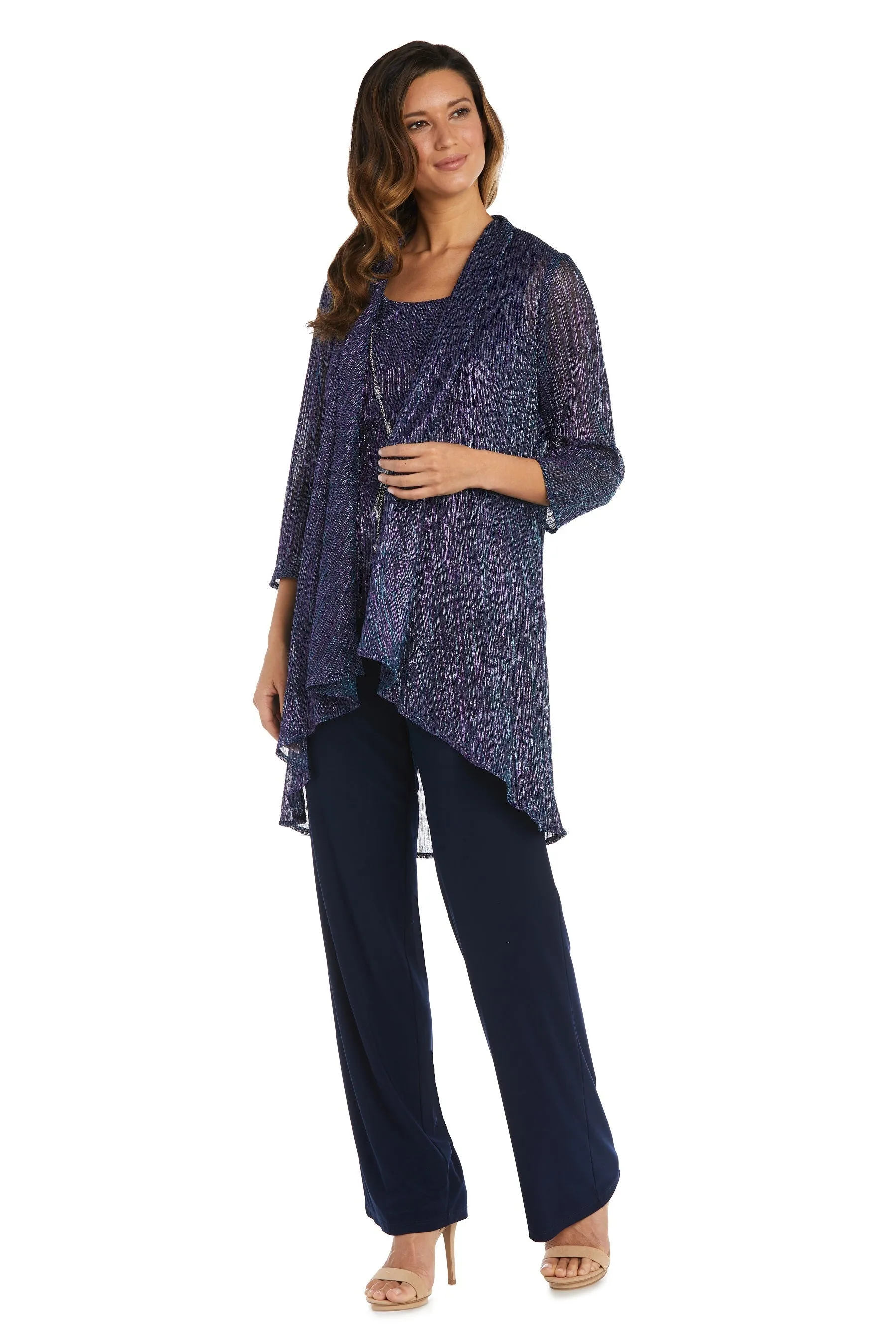 Petite Women's Crinkle Duster Pant Set - Mother of the Bride Pant suit