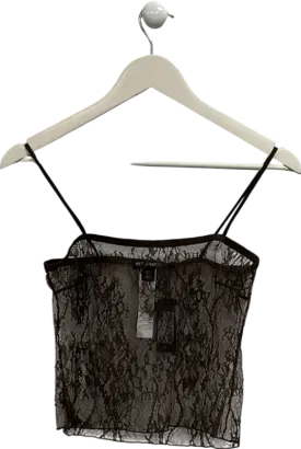 PrettyLittleThing Brown Lace Spaghetti Strap Cami UK 8