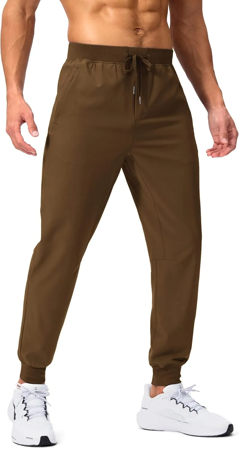 Pudolla Mens Joggers with Zipper Pockets Lightweight Sweatpants Workout Athletic Pants for Gym Running Golf