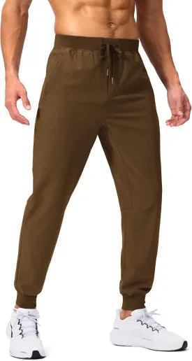Pudolla Mens Joggers with Zipper Pockets Lightweight Sweatpants Workout Athletic Pants for Gym Running Golf
