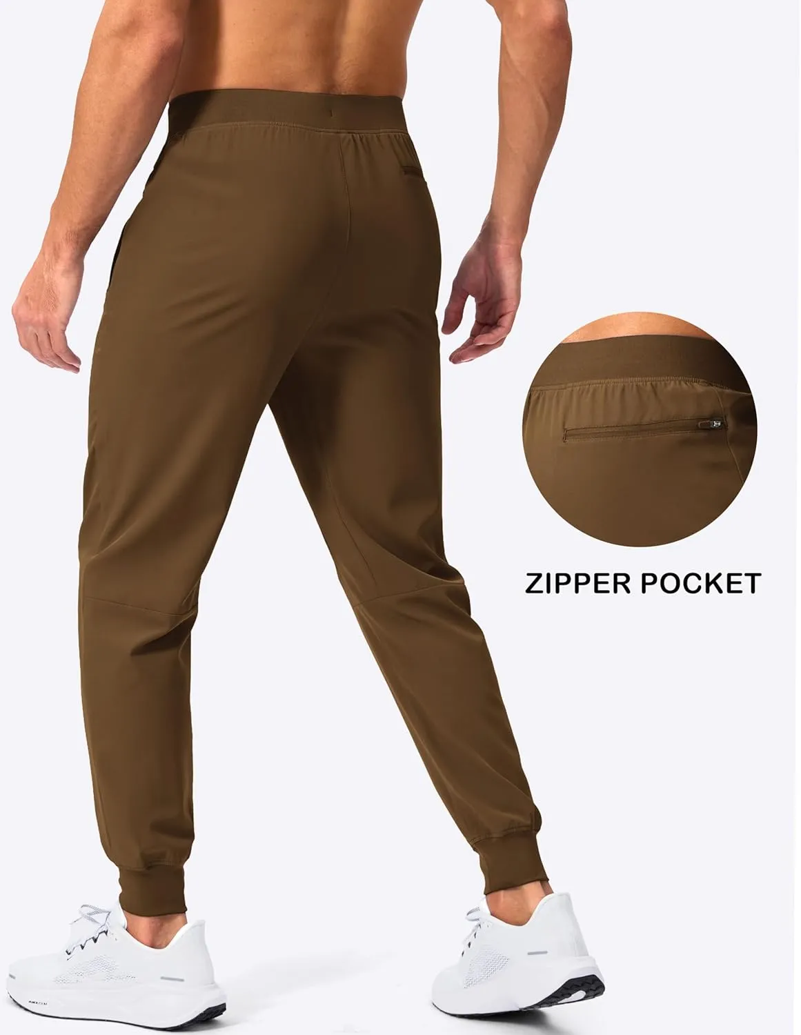 Pudolla Mens Joggers with Zipper Pockets Lightweight Sweatpants Workout Athletic Pants for Gym Running Golf