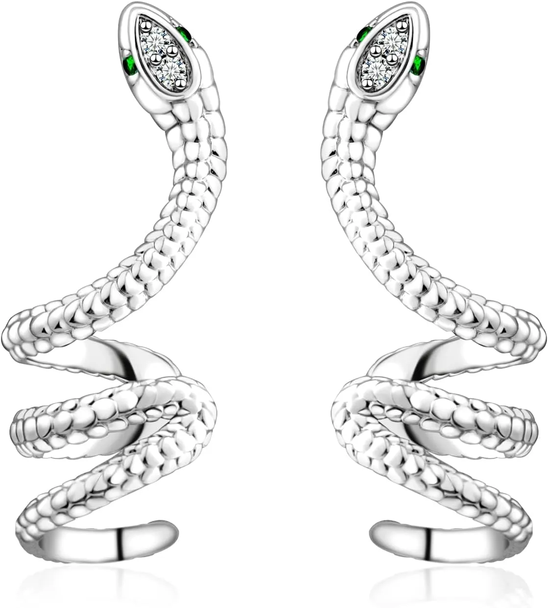Snake Earrings for Women - Silver CZ Pieceing Snake Crawler Climber Cuff Studs Earring CZ Wrap Earrings Jewelry
