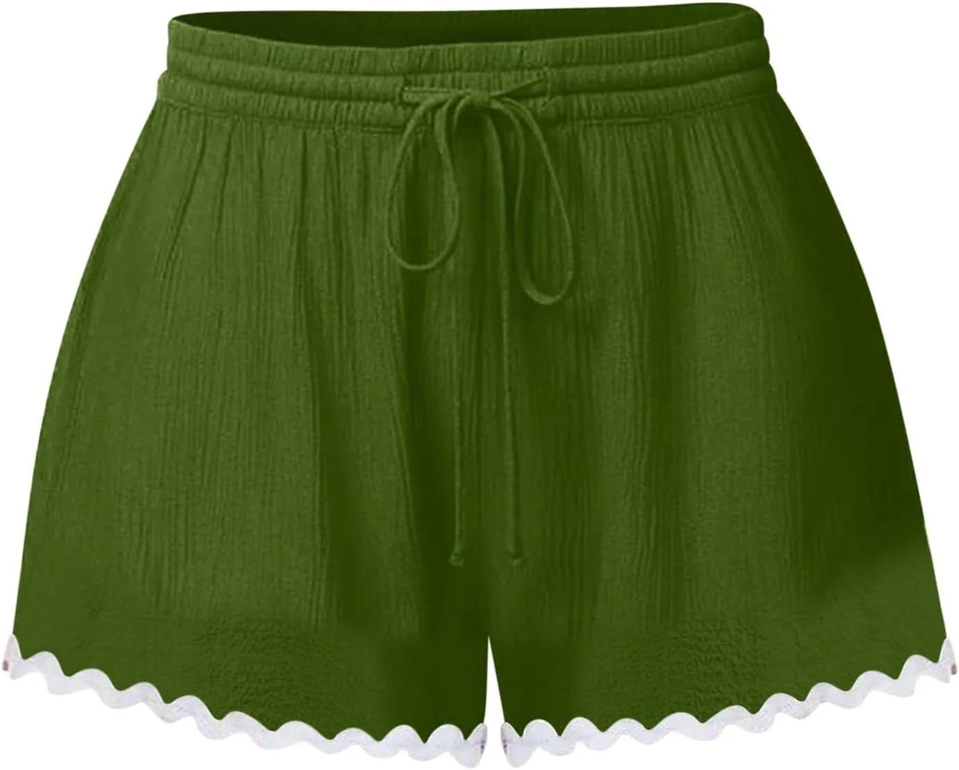 Summer Shorts for Women 2025 Trendy Casual Lace Hem Beach Shorts Plus Size Elastic High Waist Summer Wide Leg Short