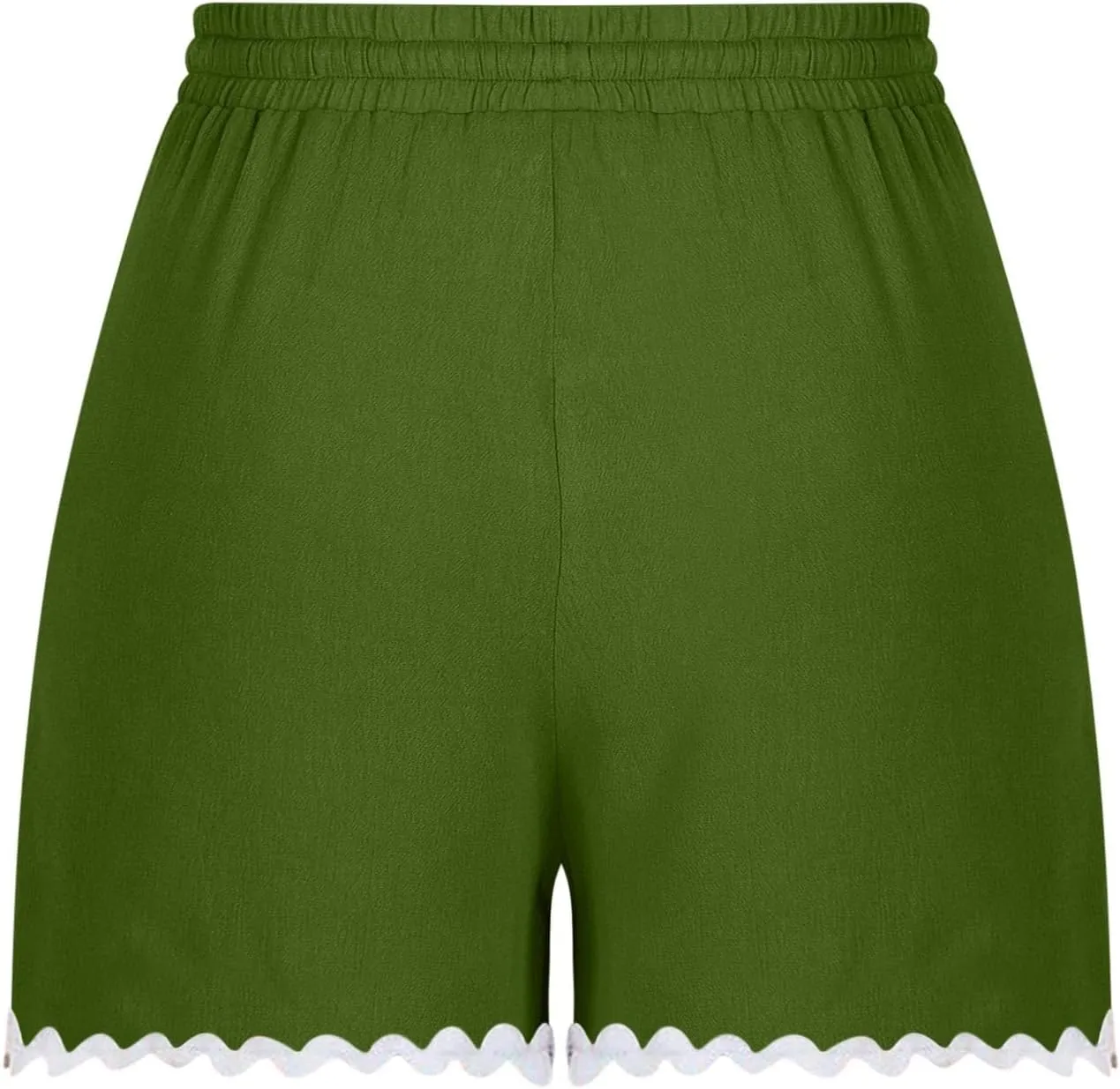 Summer Shorts for Women 2025 Trendy Casual Lace Hem Beach Shorts Plus Size Elastic High Waist Summer Wide Leg Short
