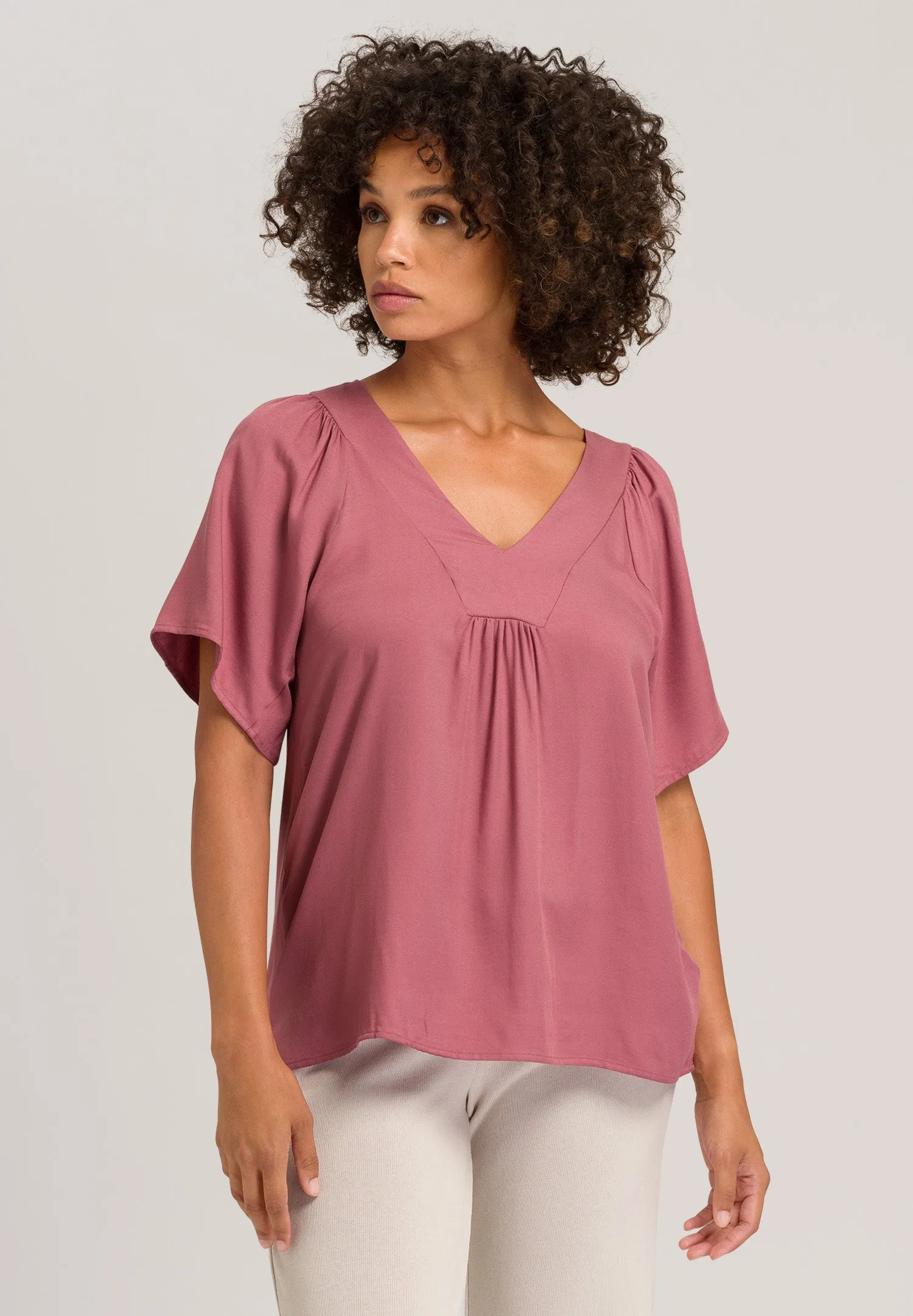 Sunny Vibes Flowy V-Neck Blouse | Rosewood 78727-2425