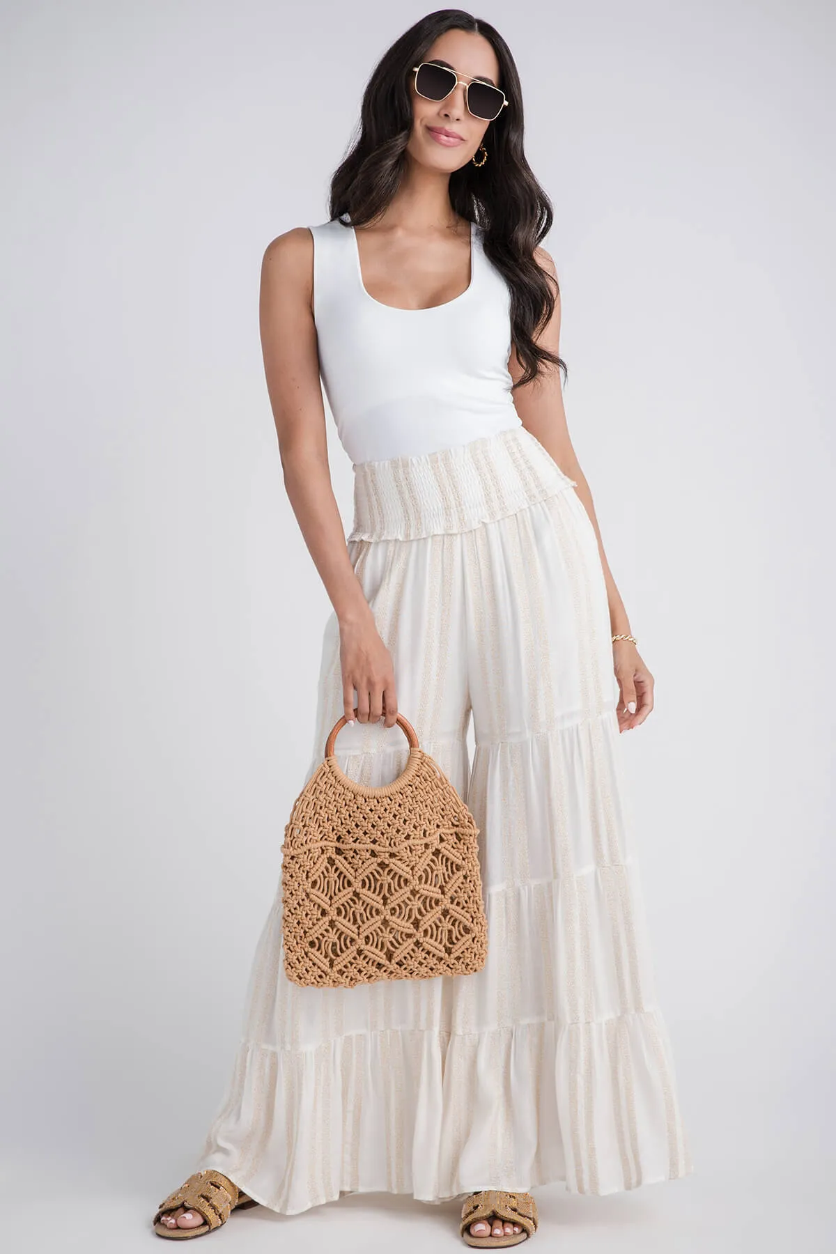 Surf Gypsy Metallic Wideleg Beach Pants