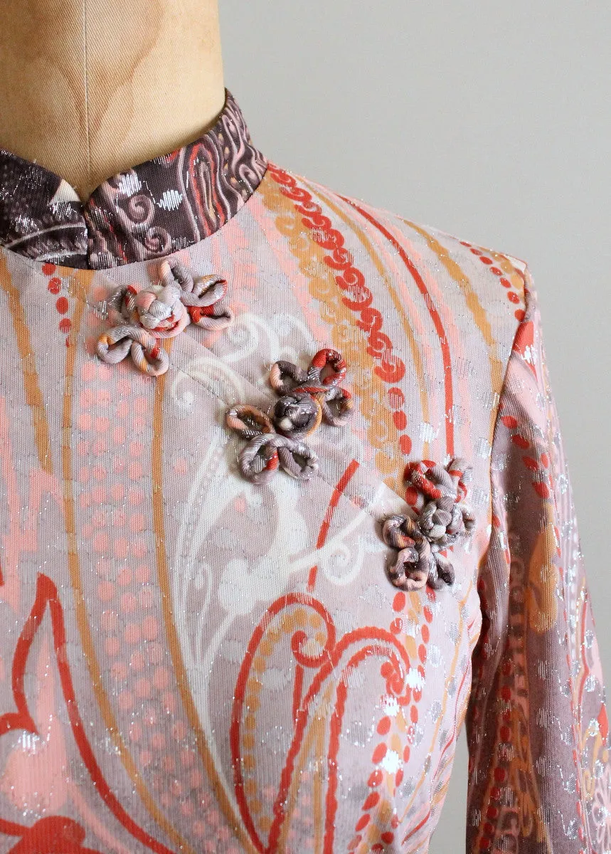 Vintage 1960s Ombre Paisley Lame Party Maxi Dress