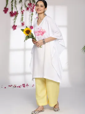 White CottonSlub ShortKaftan - Florabella