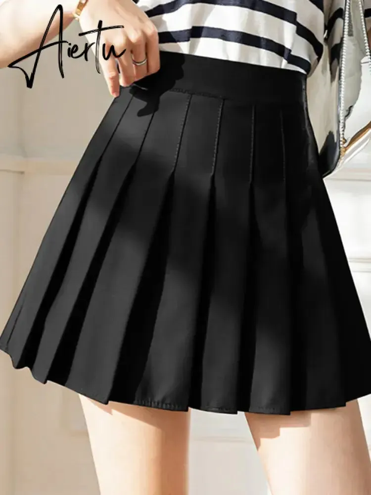 White Women Pleated Skirts Summer High Waist Zipper Girls Dancing JK Mini Skirts Black Fashion Student A Line Faldas
