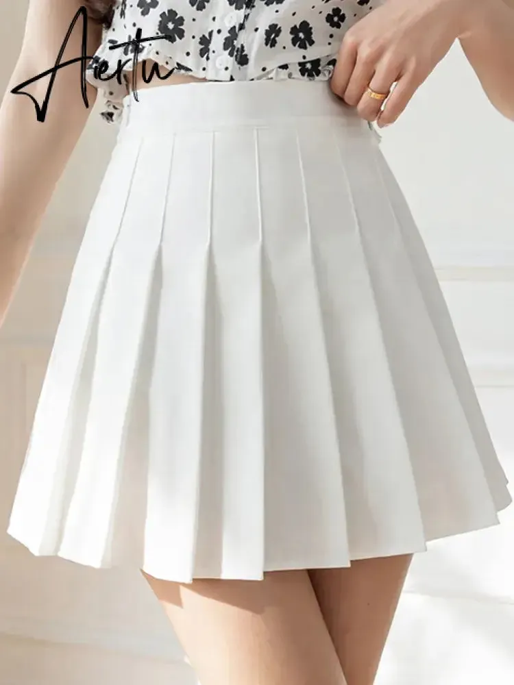 White Women Pleated Skirts Summer High Waist Zipper Girls Dancing JK Mini Skirts Black Fashion Student A Line Faldas