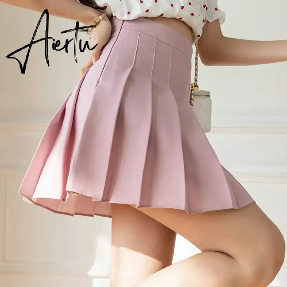 White Women Pleated Skirts Summer High Waist Zipper Girls Dancing JK Mini Skirts Black Fashion Student A Line Faldas