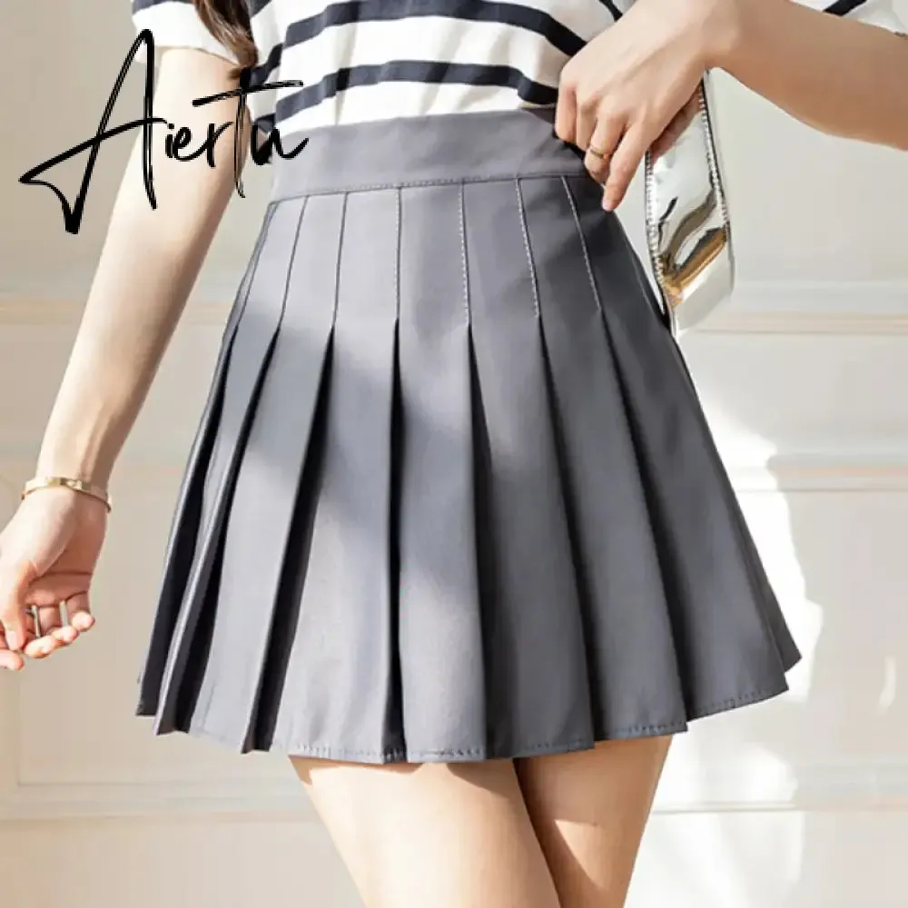 White Women Pleated Skirts Summer High Waist Zipper Girls Dancing JK Mini Skirts Black Fashion Student A Line Faldas