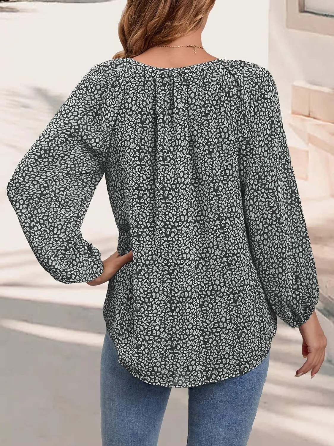 Women's Casual Floral Ruffle Short Sleeve Tops Cute Boho V Neck Loose Blouses Summer Fall Shirts