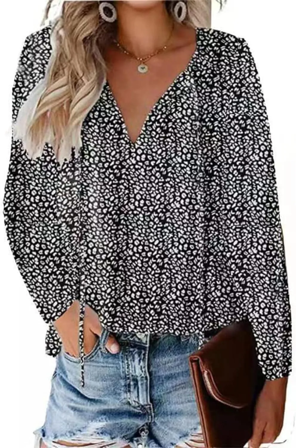 Women's Casual Floral Ruffle Short Sleeve Tops Cute Boho V Neck Loose Blouses Summer Fall Shirts