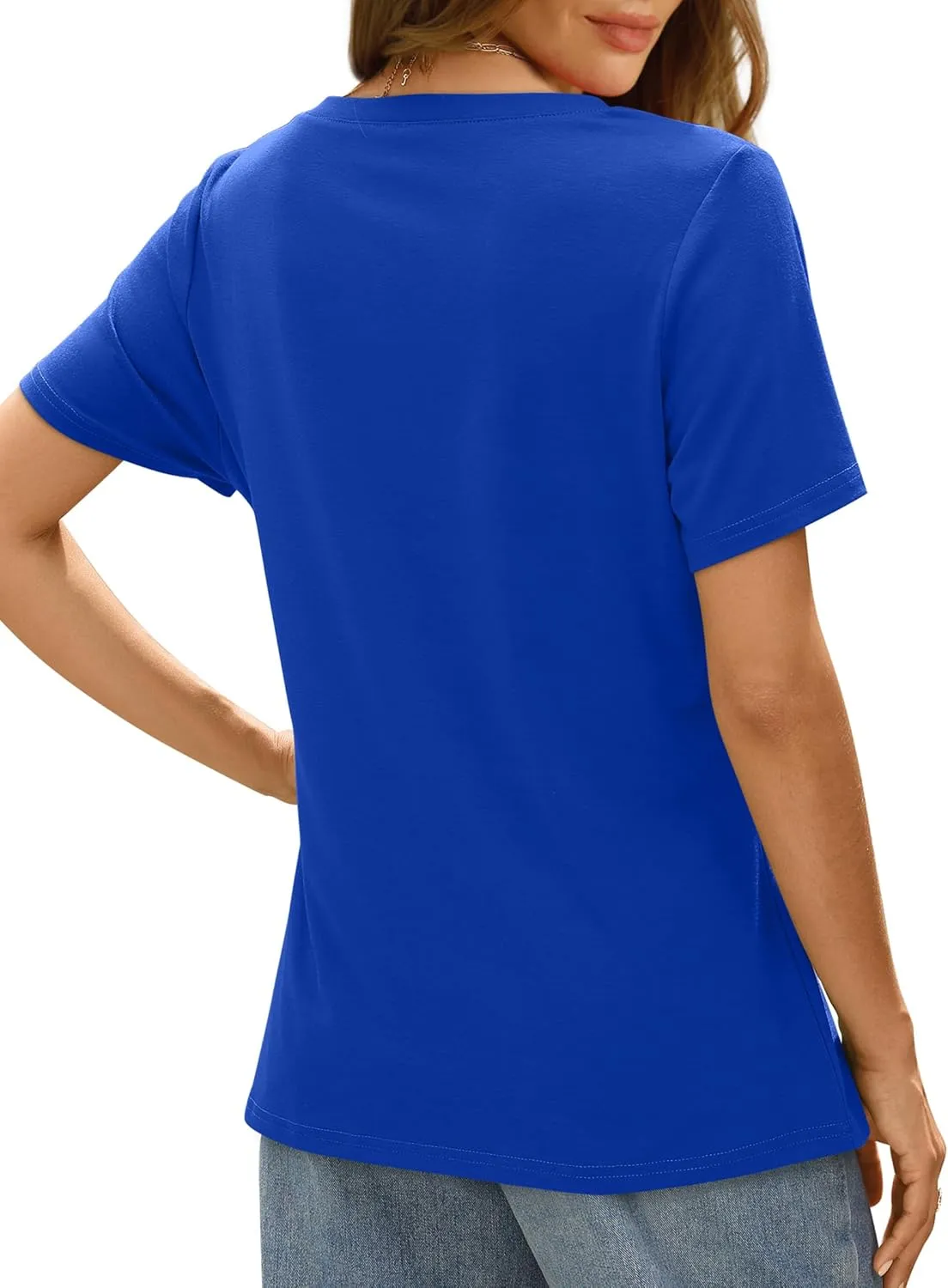 XIEERDUO Womens T Shirts V Neck Summer Tops Basic Short Sleeve Shirts 2 Pack/3 Pack