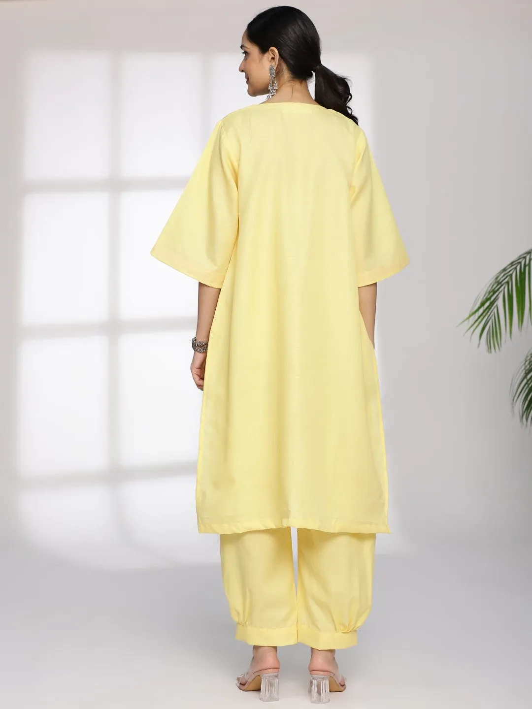 Yellow CottonSlub LongKurta