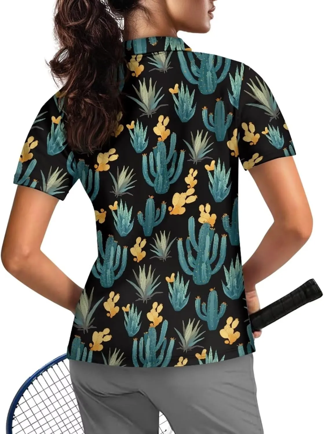 YEXIATODO Womens Golf Shirt Short Sleeve Polo Shirts Zip Up Collared UPF 50  Quick Dry Tennis Athletic Tank Tops XS-2XL