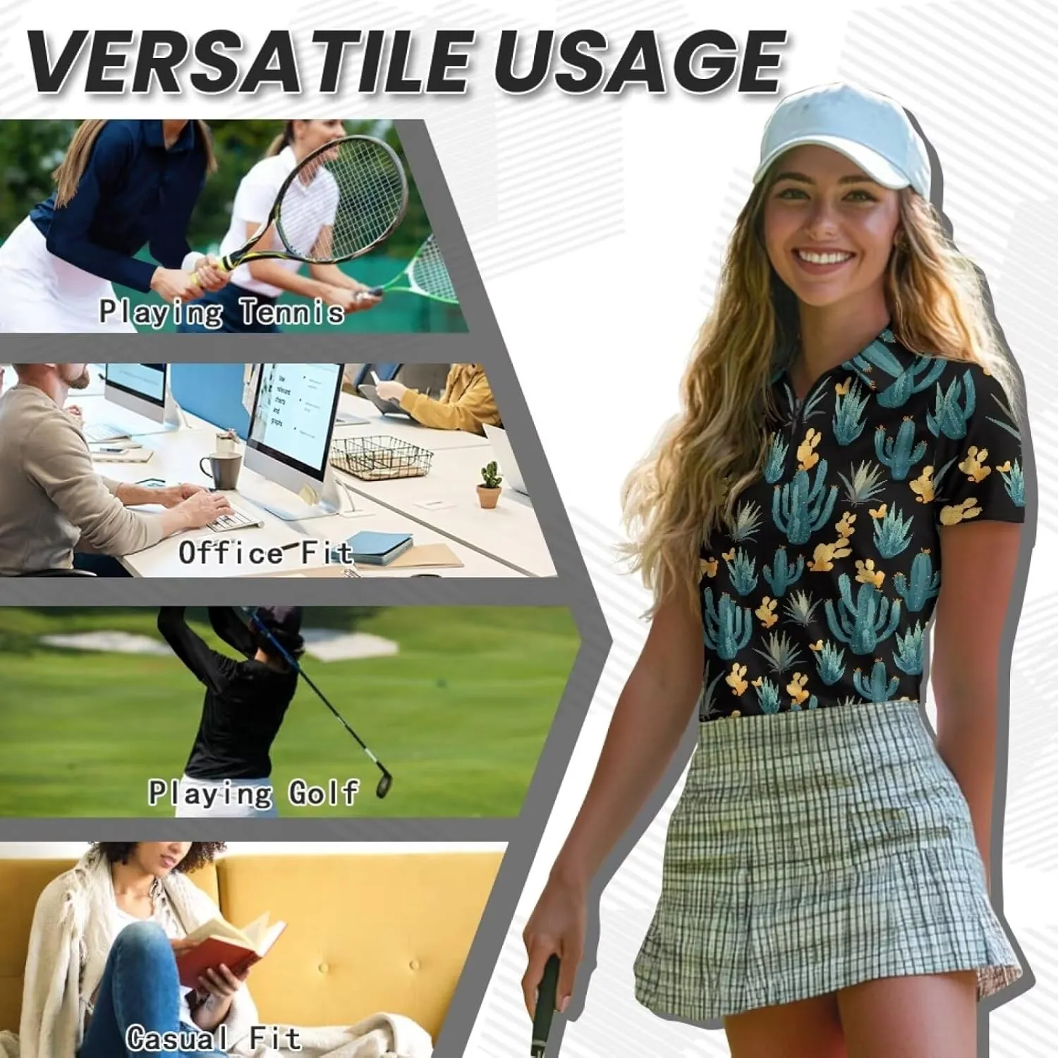 YEXIATODO Womens Golf Shirt Short Sleeve Polo Shirts Zip Up Collared UPF 50  Quick Dry Tennis Athletic Tank Tops XS-2XL