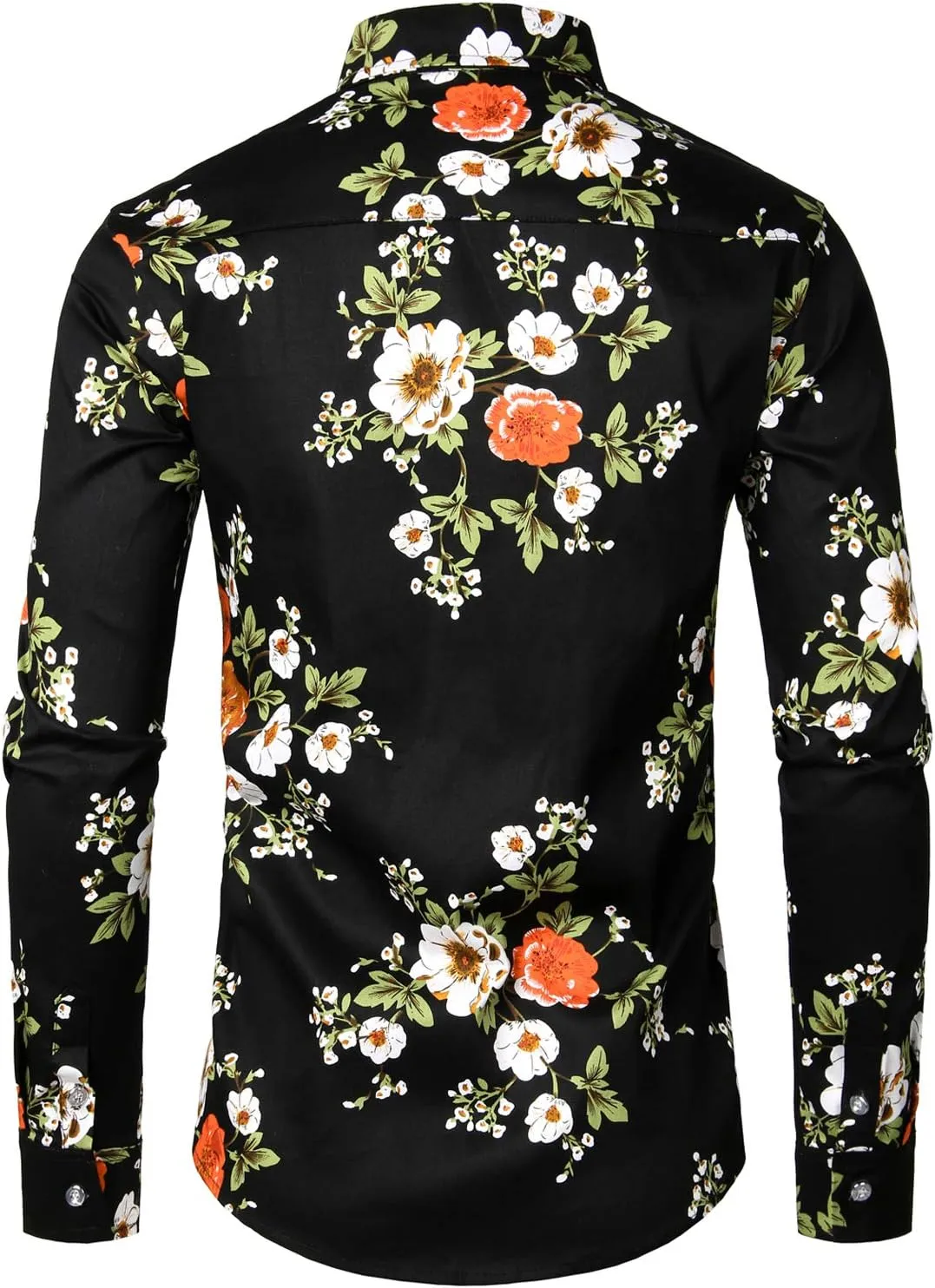 ZEROYAA Men's Floral Slim Fit Long Sleeve Cotton Casual Button Down Dress Shirt