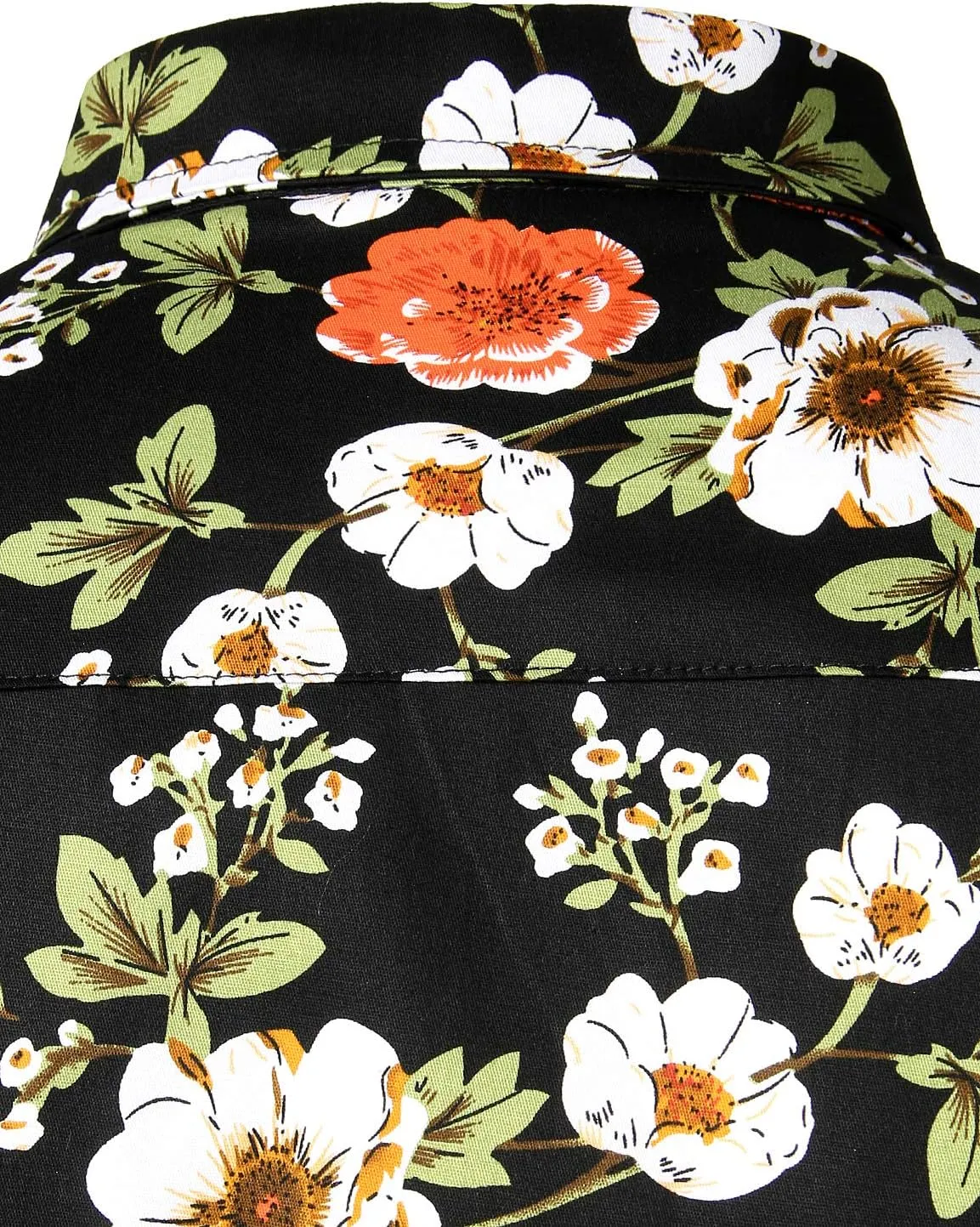 ZEROYAA Men's Floral Slim Fit Long Sleeve Cotton Casual Button Down Dress Shirt